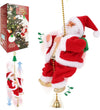 Papa Noel trepador en cuerda con 3 modos, decoración navideña musical animada