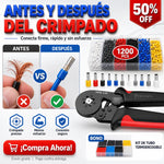 Kit de herramientas de crimpado de alambre de trinquete autoajustable, juego de alicates con 1200 terminales de cable, conectores de crimpado, virolas de extremo de alambre