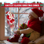 Papa Noel trepador en cuerda con 3 modos, decoración navideña musical animada