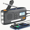Radio de manivela de emergencia, radio meteorológica solar de 7400 mWh con AM/FM/NOAA, radio a batería con cargador de teléfono celular, pantalla digital, linterna, conector para auriculares y alarma SOS para exteriores/supervivencia