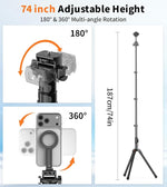 Upgraded Magnetic Selfie Stick 360° Palo para selfis magnético mejorado, soporte giratorio con control de ángulo de 360°, accesorio Bluetooth compacto y extensible (25 pulgadas), compatible con iPhone y teléfonos inteligentes