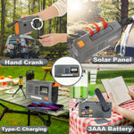 Radio de manivela de emergencia, radio meteorológica solar de 7400 mWh con AM/FM/NOAA, radio a batería con cargador de teléfono celular, pantalla digital, linterna, conector para auriculares y alarma SOS para exteriores/supervivencia