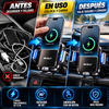 Soporte para teléfono de coche con carga inalámbrica BiLOLLY – Accesorio para automóvil, potencia de 15 W, rotación de 90°, clip de gancho para rejilla de ventilación (plástico/metal), liberación con un botón, y carga inalámbrica.
