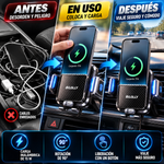 Soporte para teléfono de coche con carga inalámbrica BiLOLLY – Accesorio para automóvil, potencia de 15 W, rotación de 90°, clip de gancho para rejilla de ventilación (plástico/metal), liberación con un botón, y carga inalámbrica.
