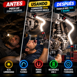 Linterna LED flexible tipo barra – Luz de trabajo LED recargable y flexible de 27 pulgadas; luz de inspección manos libres de alta luminosidad para reparación de automóviles, trabajo bajo el capó, garaje, mecánica, bricolaje, acampada y emergencias.