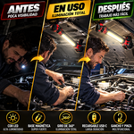 Lámpara de trabajo recargable COB, luz de inspección LED magnética USB-C con gancho y pinza, luz portátil giratoria de 360° para mecánica y reparaciones de automóviles, emergencias, y camping.