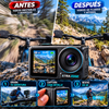 Cámara de acción y vlogging Xtra Edge: sensor de 1/1,3", grabación cinematográfica en 4K, hiperestabilización, sumergible hasta 16 metros (52 pies), batería de 3 horas, montaje rápido universal, marco protector; dispositivo portátil.