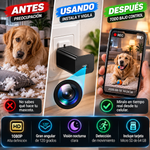 HOHOPROV Mini cámara de seguridad tipo cargador 1080P con tarjeta Micro SD de 64 GB, gran angular de 120 grados, conexión a toma de corriente de 220 V, visión nocturna, detección de movimiento y monitor para mascotas en casa (sin WiFi).