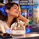 Galaxy Buds4 Pro (2026) Con cancelación de ruido externo, sonido envolvente, tecnología de ondas sonoras, bluetooth 6.0, compatible con android y apple. Control manual para subir y bajar volumen, sistema anticaídas adaptable a cualquier pabellón auditivo
