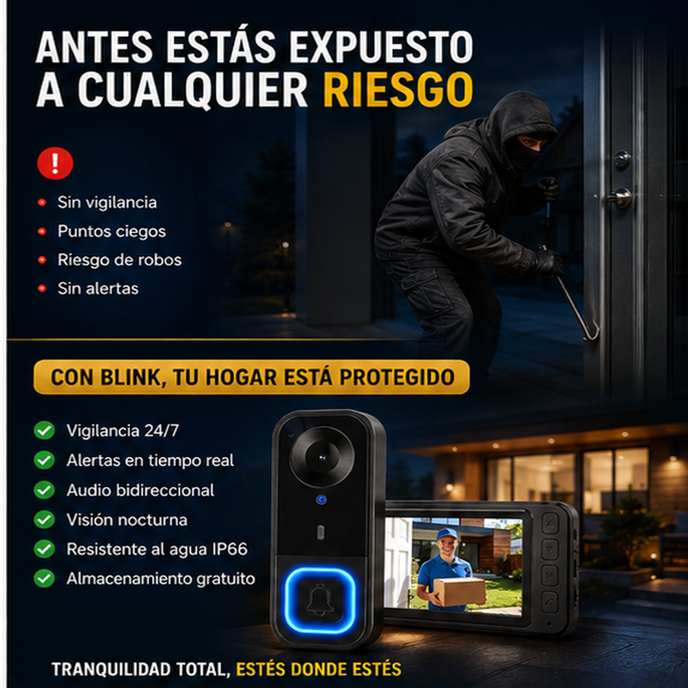 Blink® Timbre con cámara inalámbrica 1080p | Sin suscripción, sin aplicación ni Wi-Fi | Timbre con cámara resistente al agua, pantalla de monitor y almacenamiento gratuito | Videoportero con audio bidireccional y ángulo de visión de 170° | Visión nocturna