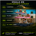 BombaMAX® Bomba de aire recargable para camping – Luz LED, inflado rápido, compacta