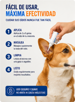 Ceradog®️ Elimina y previene molestias en los oidos de tu mascota disuelve la cera persistente que ocasiona daños auditivos