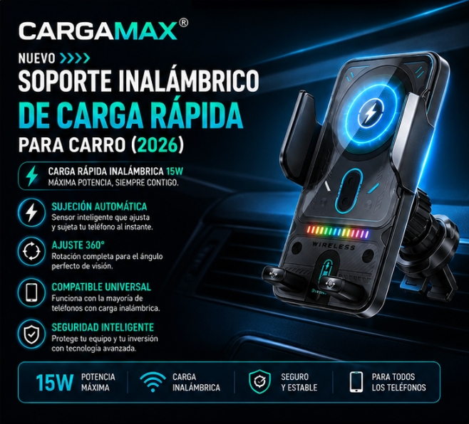 Cargamax®️ Nuevo soporte inalámbrico de carga rápida para carro (2026)