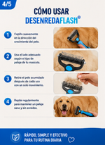 Desenredaflash®️ Rastrillo desenredante de doble cara para mascotas sin dolor