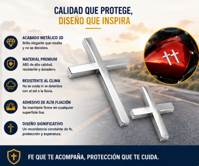 conduce siempre protegido contra accidentes con Jesusprotect® -  Juego de 2 pegatinas con emblema de cruz y Jesus en 3D; accesorios de fácil aplicación para coches, motos y SUV