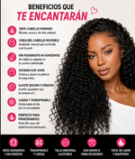 Afterblack Burmese®  peluca rizada sin pegamento, con ajuste invisible en la línea del cabello y sistema de cordón (estilo "flip-over"). Fácil de colocar y perfecta para principiantes; cabello humano rizado