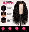 Afterblack Burmese®  peluca rizada sin pegamento, con ajuste invisible en la línea del cabello y sistema de cordón (estilo "flip-over"). Fácil de colocar y perfecta para principiantes; cabello humano rizado