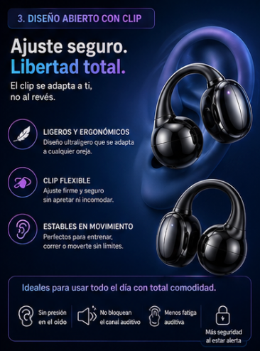 INSONIXN Auriculares inalámbricos Bluetooth 6.0, micrófono integrado y gancho para la oreja; resistentes al agua, 36 horas de reproducción, sonido de alta fidelidad; cómodos para entrenamientos, deportes, conductores, trabajo en casa u oficina