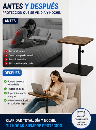 ZEAPTAC Escritorio Portátil para Laptop con Cojín de Almohada, Se Adapta a Portátiles de hasta 15.6 Pulgadas, Soporte de Regazo para Cama y Sofá