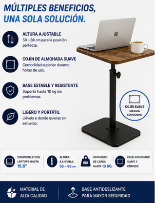 ZEAPTAC Escritorio Portátil para Laptop con Cojín de Almohada, Se Adapta a Portátiles de hasta 15.6 Pulgadas, Soporte de Regazo para Cama y Sofá