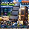 SOARAISE Cargador solar Power Bank de 48000 mAh, cargador portátil inalámbrico con 4 cables integrados y 7 salidas, Power Bank portátil de carga rápida de 15 W con USB C, paquete de baterías con linterna para todos los dispositivos móviles