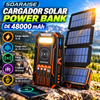 SOARAISE Cargador solar Power Bank de 48000 mAh, cargador portátil inalámbrico con 4 cables integrados y 7 salidas, Power Bank portátil de carga rápida de 15 W con USB C, paquete de baterías con linterna para todos los dispositivos móviles