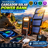 SOARAISE Cargador solar Power Bank de 48000 mAh, cargador portátil inalámbrico con 4 cables integrados y 7 salidas, Power Bank portátil de carga rápida de 15 W con USB C, paquete de baterías con linterna para todos los dispositivos móviles