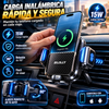 Soporte para teléfono de coche con carga inalámbrica BiLOLLY – Accesorio para automóvil, potencia de 15 W, rotación de 90°, clip de gancho para rejilla de ventilación (plástico/metal), liberación con un botón, y carga inalámbrica.