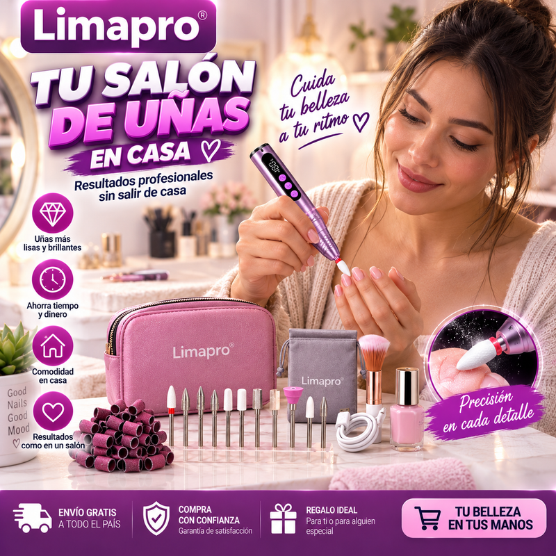 Limapro™ lima eléctrica de uñas hace que el cuidado de las uñas en casa sea más suave, limpio y fácil de controlar