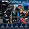RSH 15000mAh Ultra Safe Jum Starter, arrancador de bateria, inlfador de llantas a 2000 psi, powerbank tipo c y usb, linterna de 1000 lumens con funcion graduable a intermitente, garantia de 12 meses incluida