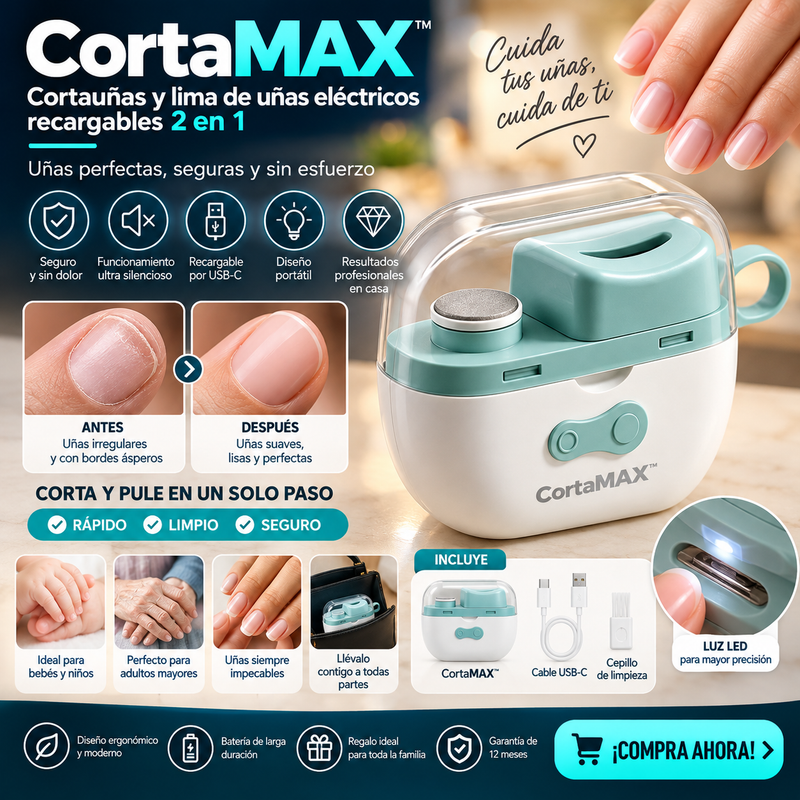 CortaMAX™️ Cortauñas y lima de uñas eléctricos recargables 2 en 1