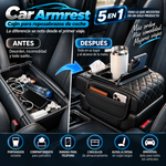 Car Armrest Cojín para reposabrazos de coche, funda para consola central 5 en 1 con 2 bolsillos de almacenamiento, portavasos, compartimento para pañuelos y ranura para teléfono; Alivia la fatiga al conducir, UNIVERSAL apto para todos los vehículos