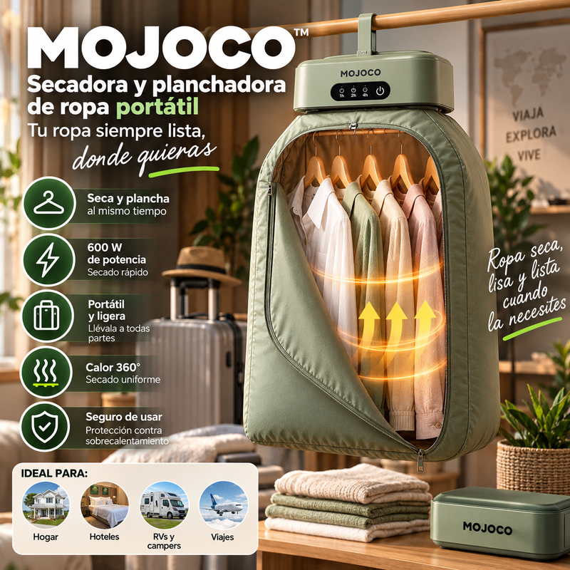 MOJOCO™️ Secadora y planchadora de ropa portátil - Secadora y planchadora compacta de 600 W para apartamento, viajes