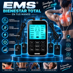 EMS® Dispositivo compacto y recargable de masaje muscular: 10 modos, doble canal, 30 niveles de intensidad, 10 electrodos; ideal para el cuello, espalda, piernas y brazos. Recupera tus músculos y elimina el dolor con 5 minutos de aplicación
