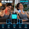 EMS® Dispositivo compacto y recargable de masaje muscular: 10 modos, doble canal, 30 niveles de intensidad, 10 electrodos; ideal para el cuello, espalda, piernas y brazos. Recupera tus músculos y elimina el dolor con 5 minutos de aplicación