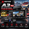 REDTIGER A3 Dash cam WiFi de varios canales (frontal, trasera e interior) con tarjeta SD de 128 GB; cámara para coche con resolución 2.5K + 1080P, sensor G, modo de aparcamiento 24 horas y resolucion nocturna en 4k.