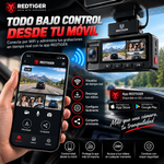 REDTIGER A3 Dash cam WiFi de varios canales (frontal, trasera e interior) con tarjeta SD de 128 GB; cámara para coche con resolución 2.5K + 1080P, sensor G, modo de aparcamiento 24 horas y resolucion nocturna en 4k.