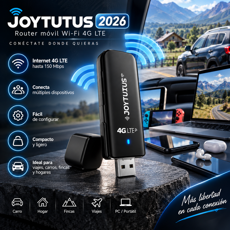 JOYTUTUS 2026 Router móvil Wi-Fi 4G LTE compacto y delgado: módem USB desbloqueado de 150 Mbps, punto de acceso de fácil configuración, accesorio eléctrico para automóvil, dispositivo para PC/portátil, ideal para viajes, fincas, carros y hogares