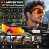 Monster AI Smart Glasses - Dispositivo wearable con Bluetooth 6.0, sonido de alta fidelidad (Hi-Fi), Traduccion con IA, reducción de ruido, protección UV, diseño ligero