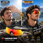 Monster AI Smart Glasses - Dispositivo wearable con Bluetooth 6.0, sonido de alta fidelidad (Hi-Fi), Traduccion con IA, reducción de ruido, protección UV, diseño ligero