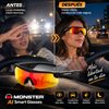 Monster AI Smart Glasses - Dispositivo wearable con Bluetooth 6.0, sonido de alta fidelidad (Hi-Fi), Traduccion con IA, reducción de ruido, protección UV, diseño ligero