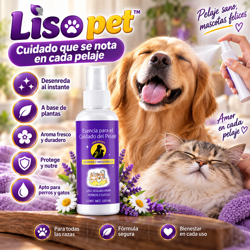 Liso pet™️ Esencia para el cuidado y protección del pelaje de mascotas