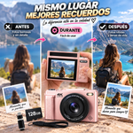 2026 Digital Camara para fotografía 2026, cámara portátil para vlogging con pantalla plegable, tarjeta SD de 128 GB, correa de muñeca y temporizador; graba vídeos fluidos. Captura cualquier momento en 4k Vintage