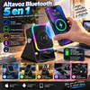 Altavoz JBL Bluetooth 5 en 1 con inducción inalámbrica, soporte para teléfono, batería recargable de emergencia, luz ambiental multicolor y diseño plegable de 300° (compatible con tabletas, iPhone y Android)
