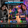 Altavoz JBL Bluetooth 5 en 1 con inducción inalámbrica, soporte para teléfono, batería recargable de emergencia, luz ambiental multicolor y diseño plegable de 300° (compatible con tabletas, iPhone y Android)