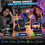 Altavoz JBL Bluetooth 5 en 1 con inducción inalámbrica, soporte para teléfono, batería recargable de emergencia, luz ambiental multicolor y diseño plegable de 300° (compatible con tabletas, iPhone y Android)