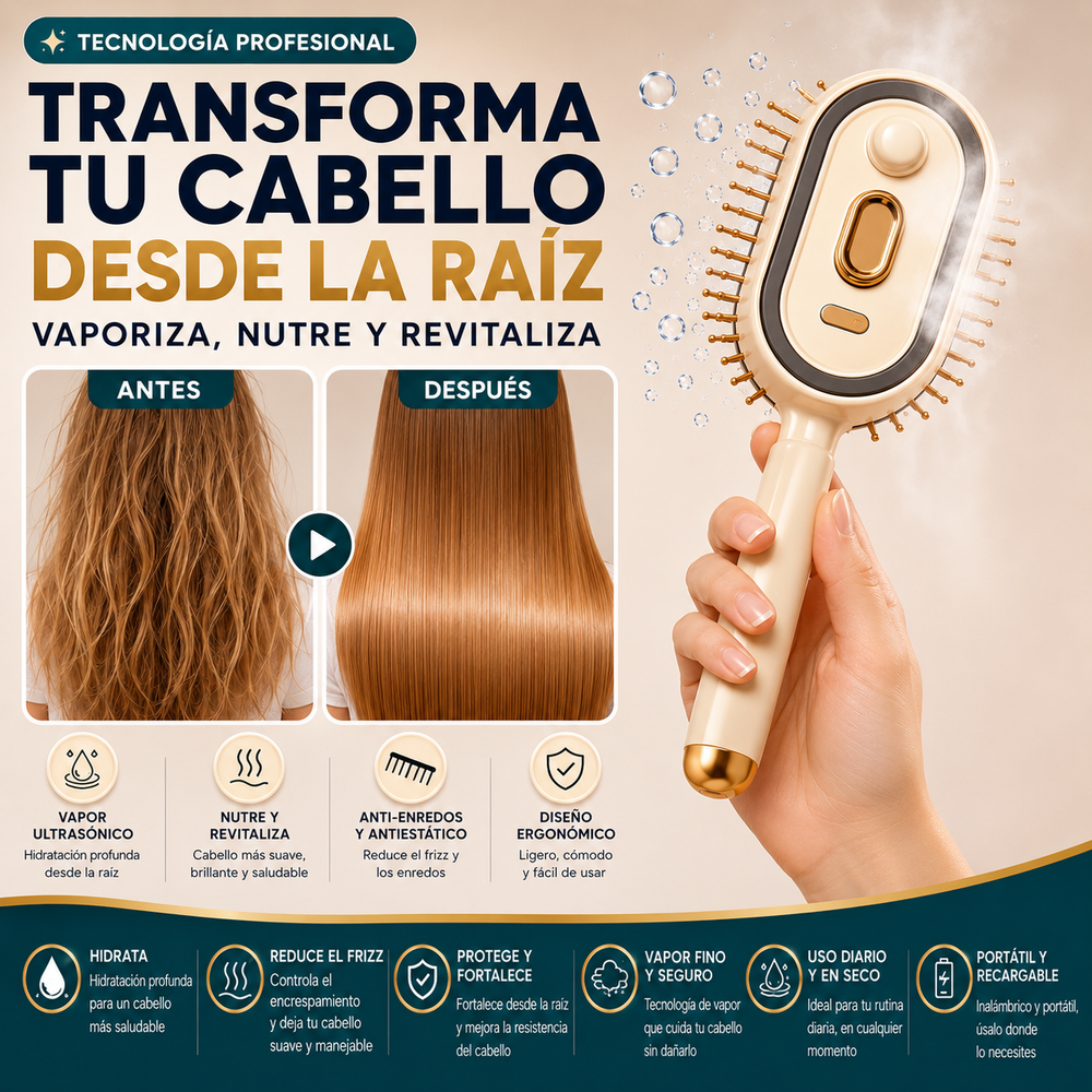 LisoPRO® Peine con vaporizador de masaje con masajeador multifunción de uso profesional de peluquería