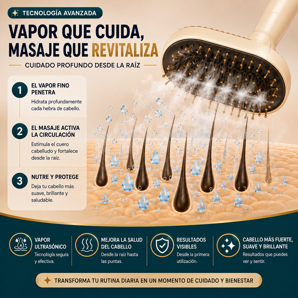 LisoPRO® Peine con vaporizador de masaje con masajeador multifunción de uso profesional de peluquería