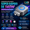 Cargador inteligente súper rápido de 140 W con apagado automático por IA – USB-C PD3.1 – Protección inteligente de la batería – Universal para iPhone, MacBook y tabletas
