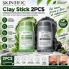 SKINTIFIC®  Clay Stick 2PCS(purificante de artemisa) / Volcano Detox (desintoxicante volcánico) / Bright Boost (iluminador y uniformador del tono); limpieza profunda de poros, control de grasa y fórmula no agresiva.